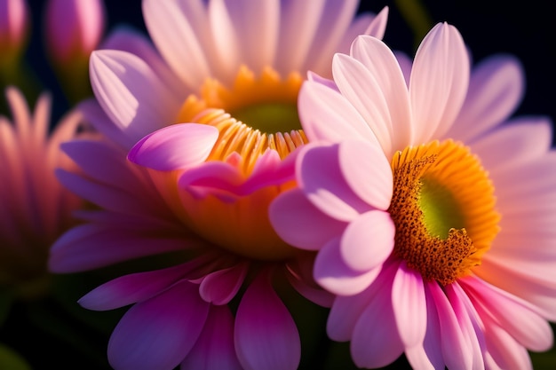 A pink flower with a yellow center