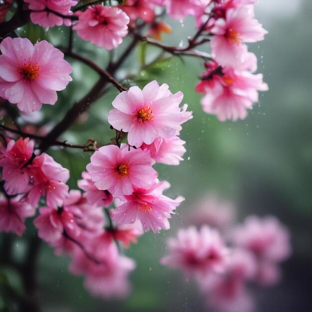 a pink flower with yellow and red petals