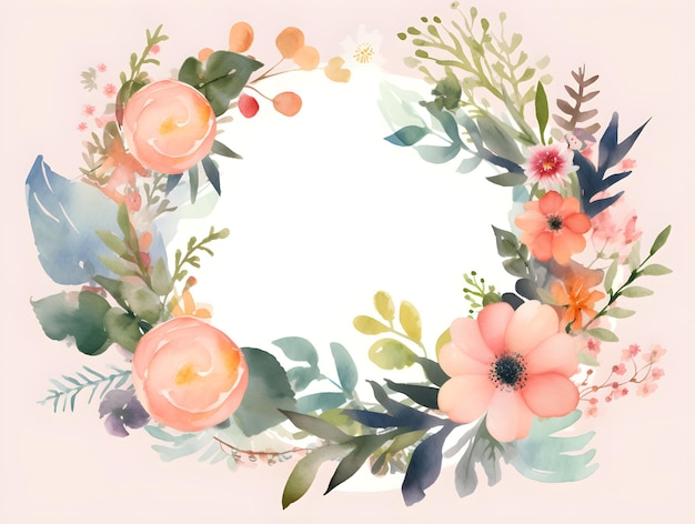 A pink flower wreath with a pink background