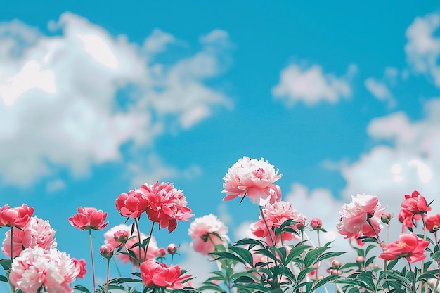 Photo pink flowers against blue sky