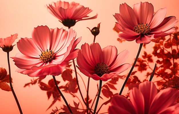 Pink flowers against a pink background