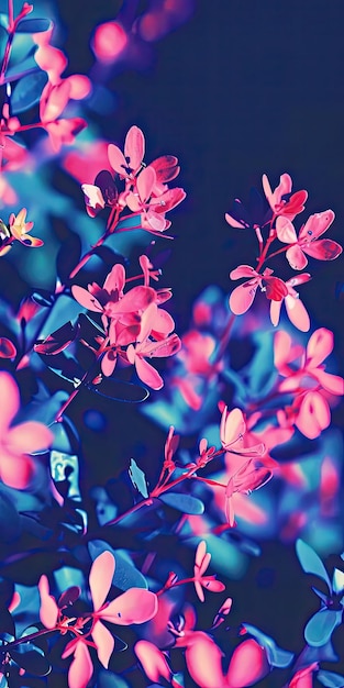 Photo pink flowers on a blue background