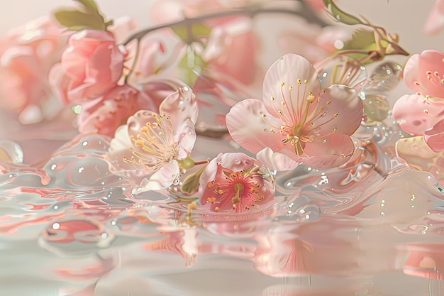 Pink flowers creatively arranged in water floating gracefully