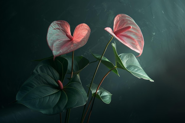 Pink Flowers on Green Plant