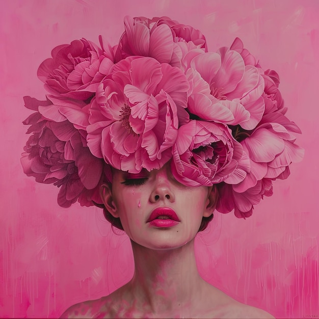 Pink flowers on the head