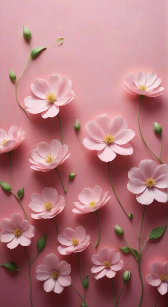 pink flowers on a pink background with a pink background