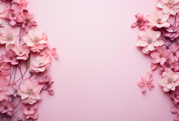 pink flowers on a pink background with a space for text generative ai