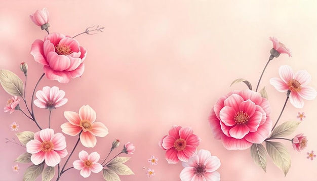 pink flowers on a pink background