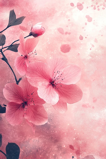 Photo pink flowers on a pink background