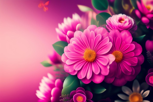 Pink flowers on a pink background