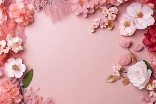 Pink flowers on a pink background