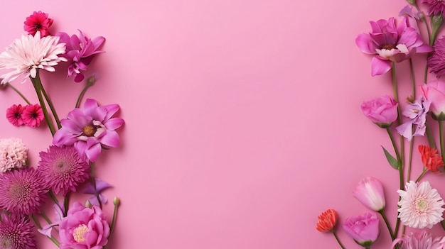 Pink flowers on a pink background