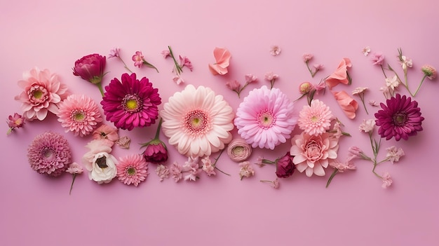 Pink flowers on a pink background