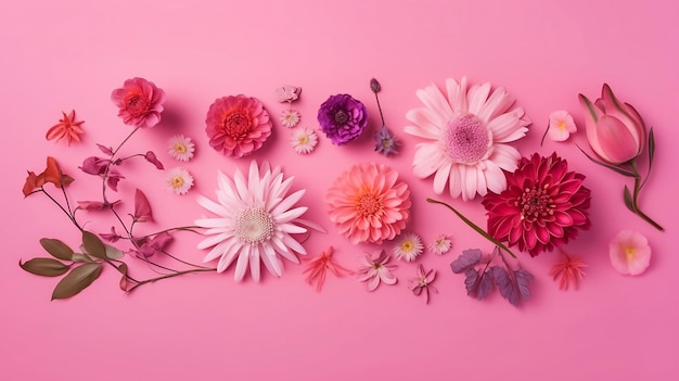 Pink flowers on a pink background