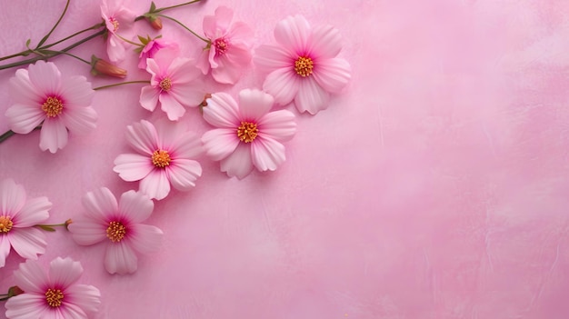 Pink flowers on a pink background