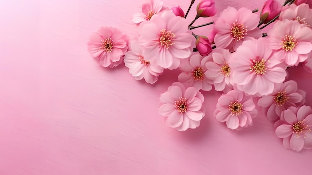 Pink flowers on a pink background