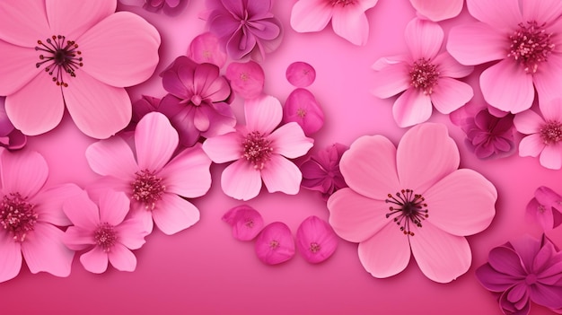 Pink flowers on a pink background