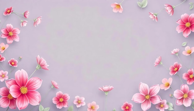 pink flowers on a purple background