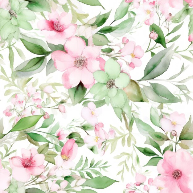 pink flowers seamless pattern