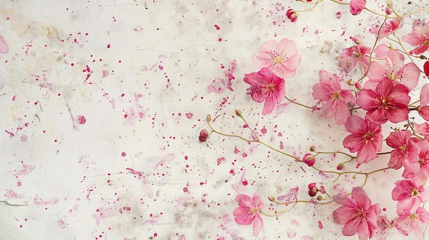 pink flowers on a white background with water drops