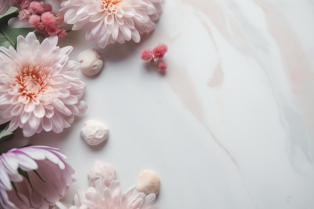 Pink flowers on a white background