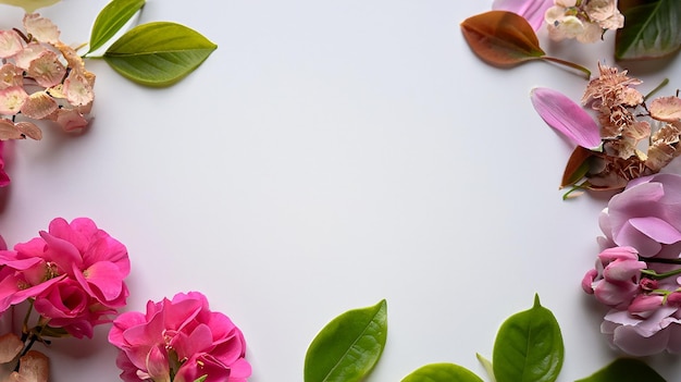 Pink flowers on a white background