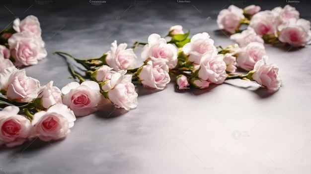 Pink flowers on a white background