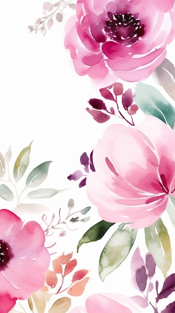 Pink flowers on a white background