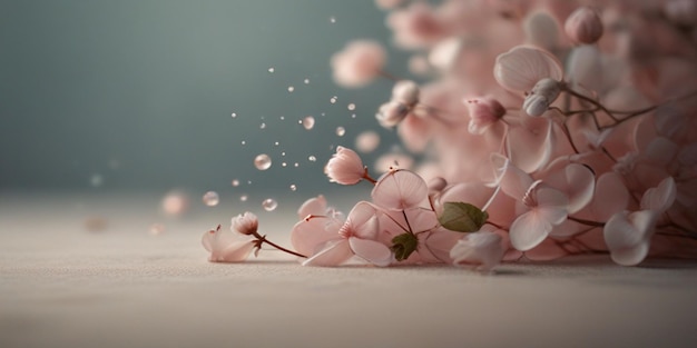 pink flowers on a white table with a pink flower in the center