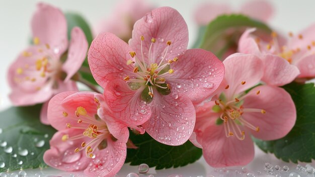 Pink Flowers on White Wall