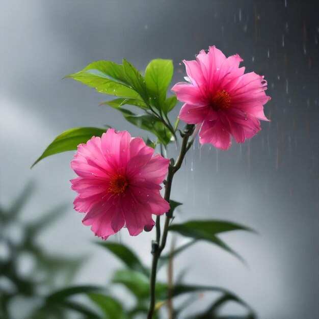 pink flowers with rain drops on them