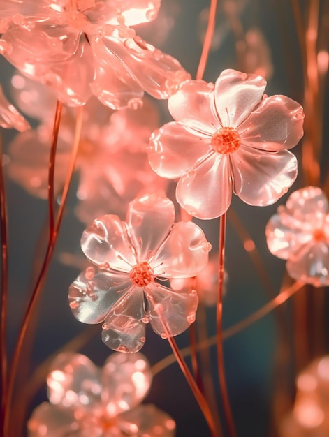 Pink flowers with a red center