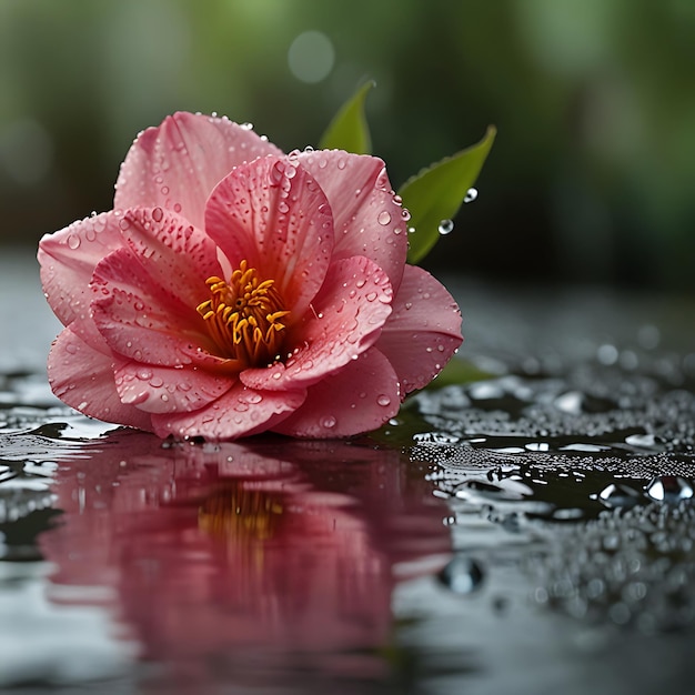 pink flowers with water drops on them