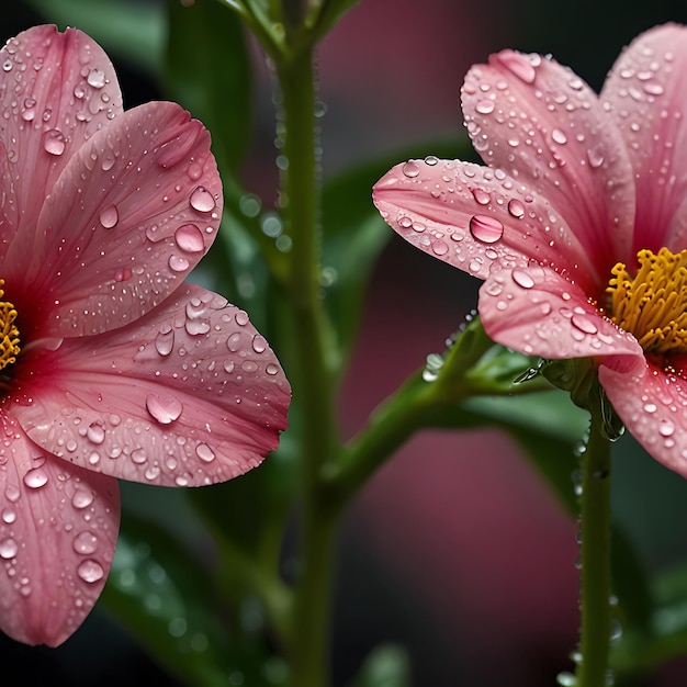 Photo pink flowers with water drops on them