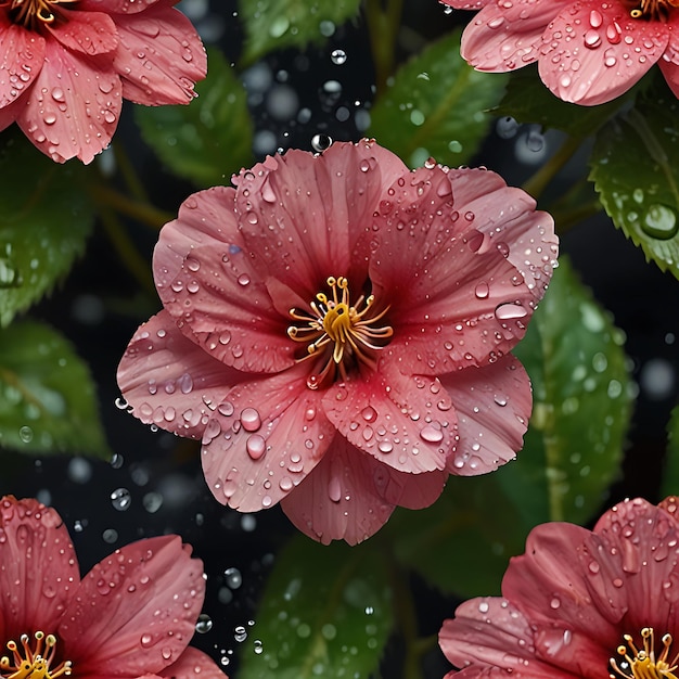 Photo pink flowers with water drops on them