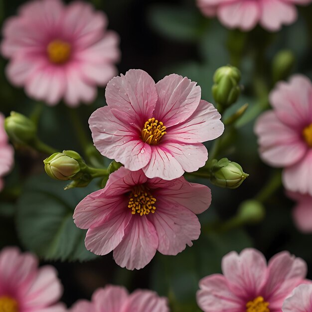 pink flowers with water drops on them