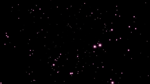 pink flying particles on a black background