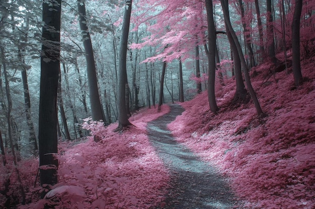 Photo pink forest path a photo