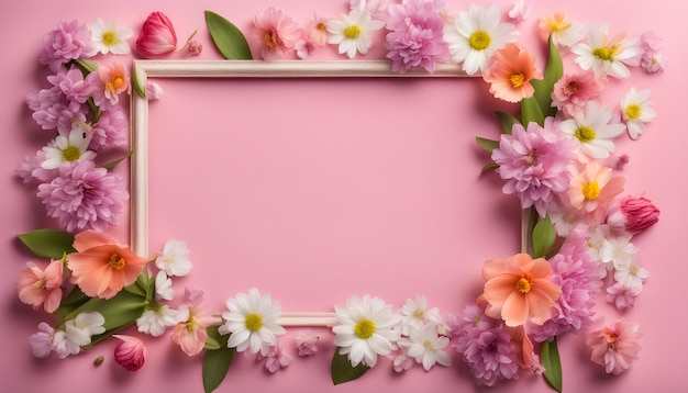 a pink frame with flowers on it and a picture of a frame that says spring