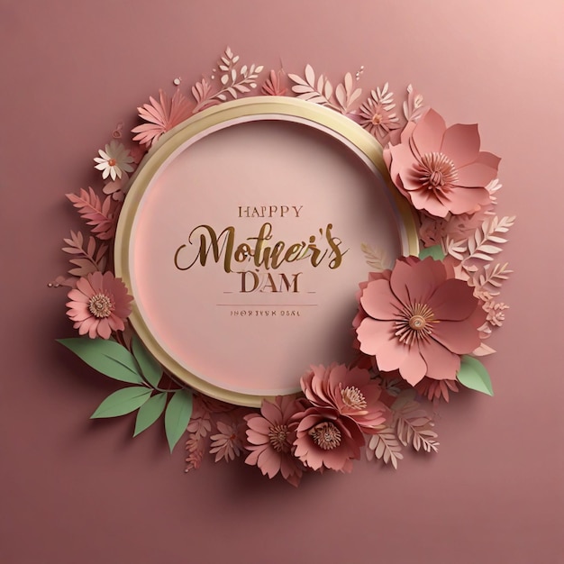 a pink frame with flowers and a pink background with the words happy mothers day