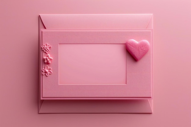 Photo a pink frame with a heart on it and a pink background