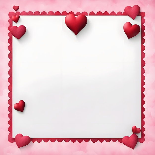 a pink frame with hearts and a pink background with a frame that says love