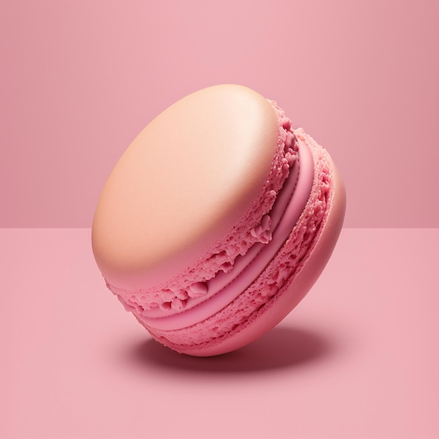 Pink french diagonal position macaroon with pink background Generative AI