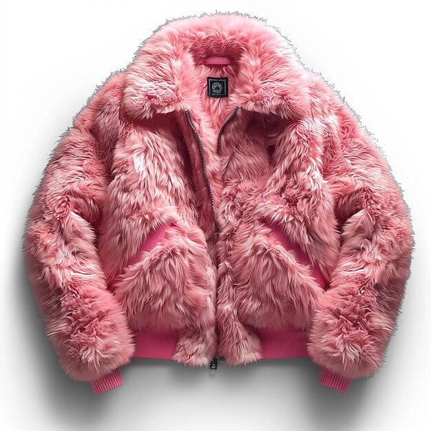 Photo a pink fur coat with a button on the front