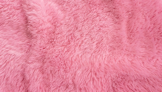 Pink fur texture top view Pink sheepskin background Fur pattern Texture of pink shaggy fur Wool