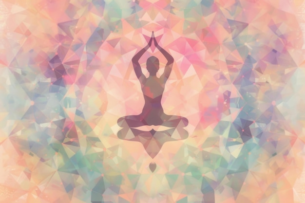 Pink Geometric Background Yoga Meditation Silhouette Illustration Social Media Website Branding