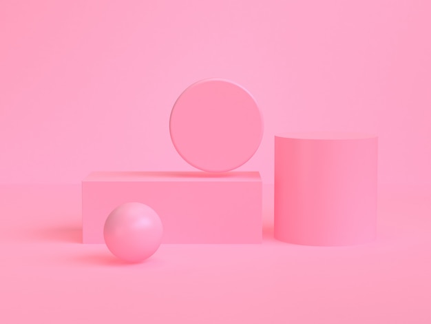 Pink geometric shape scene minimal style 3d rendering.