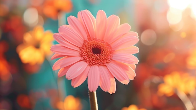 Pink Gerbera Daisy with Bokeh Background