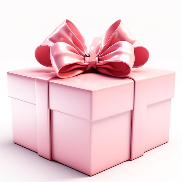 Pink gift box on awhite background Gift concept for Valentines day