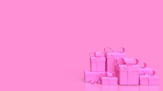 The pink gift box for Valentines Day concept 3d rendering